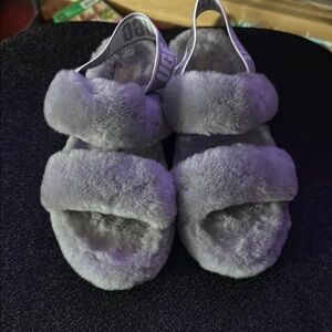 Gray Fuzzy Sandals